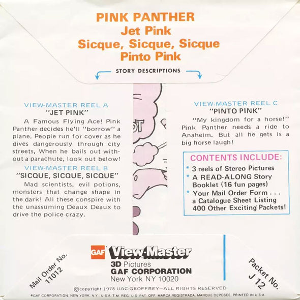 5 ANDREW - Pink Panther - View-Master 3 Reel Packet - vintage - J12-G6 Packet 3dstereo 