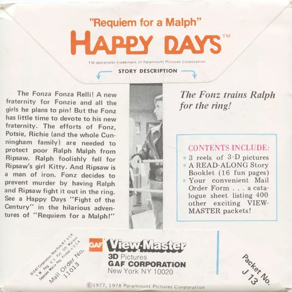 5 ANDREW - Happy Days - View-Master 3 Reel Packet - vintage - J13-G6 Packet 3dstereo 