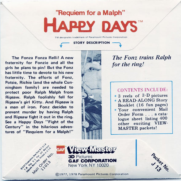 4 ANDREW - Happy Days - View-Master 3 Reel Packet - vintage - J13-G6 Packet 3dstereo 