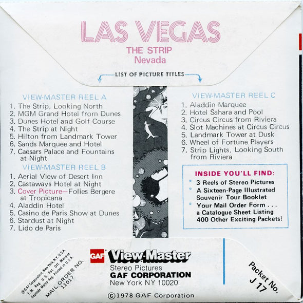 5 ANDREW - Las Vegas Strip - View-Master 3 Reel Packet - vintage - J17-G5 Packet 3dstereo 