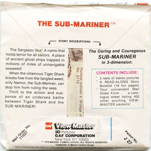 5 ANDREW - The Sub-Mariner - View-Master 3 Reel Packet - 1978 - vintage - J27-G6 Packet 3dstereo 