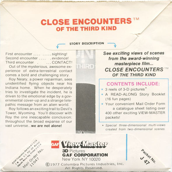 6 ANDREW - Close Encounters - View-Master 3 Reel Packet - 1977 - vintage - J47-G6 Packet 3dstereo 