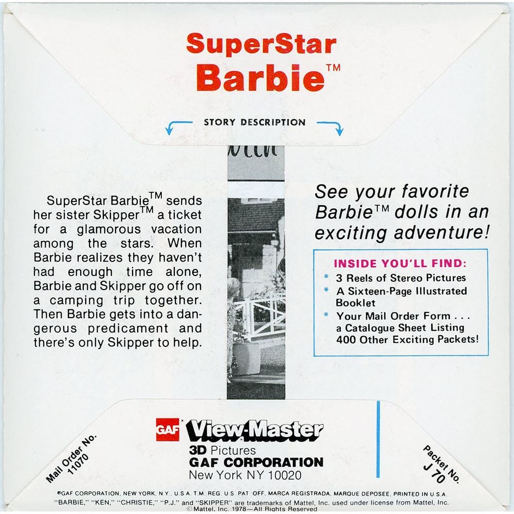 Superstar Barbie - View-Master 3 Reel Packet - vintage - (PKT-J70-G6) –