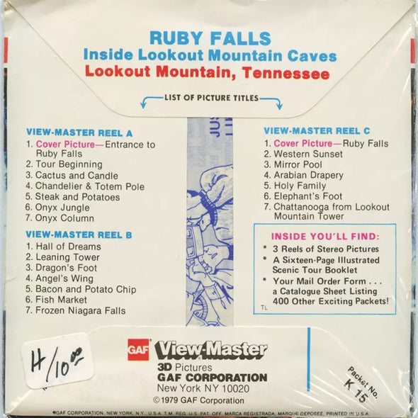 5 ANDREW - Ruby Falls - View-Master 3 Reel Packet - vintage - K15-G5 Packet 3dstereo 