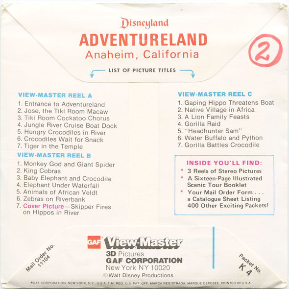 9 ANDREW - Adventureland - View-Master 3 Reel Packet - vintage - K4-G6 Packet 3Dstereo 