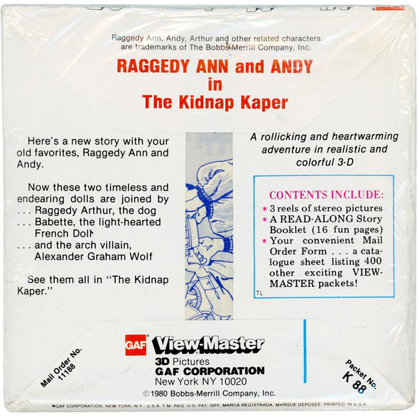 Raggedy Ann and Andy - View-Master 3 Reel Packet - 1980 - vintage - K88-G6 Packet 3dstereo 