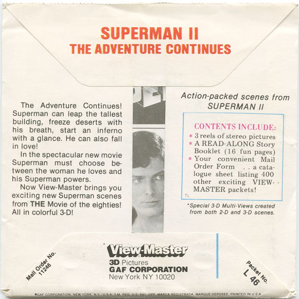 6 ANDREW - Superman II - View-Master 3 Reel Packet - 1980 - vintage - L46-V2 Packet 3dstereo 