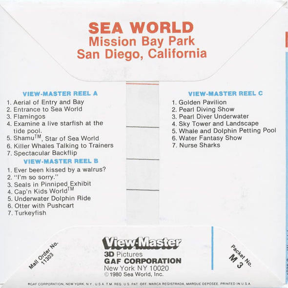 5 ANDREW - Sea World - View-Master 3 Reel Packet - 1980 - vintage - M3-V2 Packet 3dstereo 