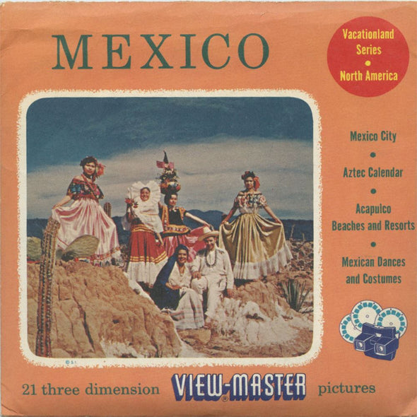 6 ANDREW - Mexico- View-Master 3 Reel Packet - Coin & Stamp - Nations of the World - vintage - S3 Packet 3dstereo 