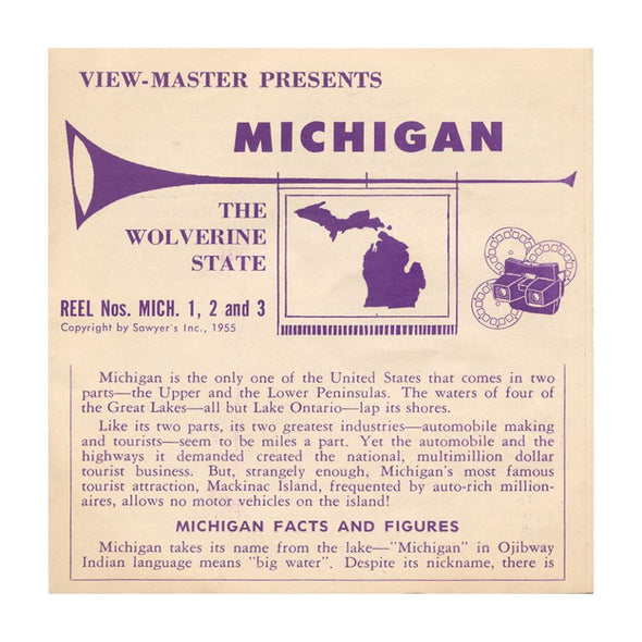 Michigan - View-Master 3 Reel Packet - 1955 - vintage - S3 Packet 3dstereo 