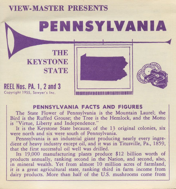 7 ANDREW - Pennsylvania - View-Master 3 Reel Packet - vintage - PA1,2,3-S3 Packet 3dstereo 