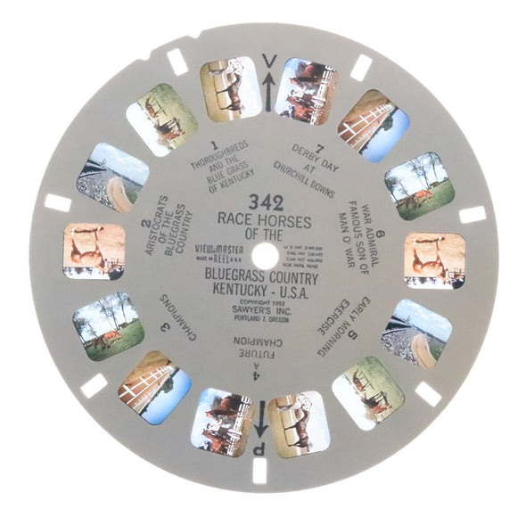 Race Horses of the Bluegrass Country Kentucky - U.S.A. - View-Master Printed Reel - vintage - (REL-342) Reel 3dstereo 