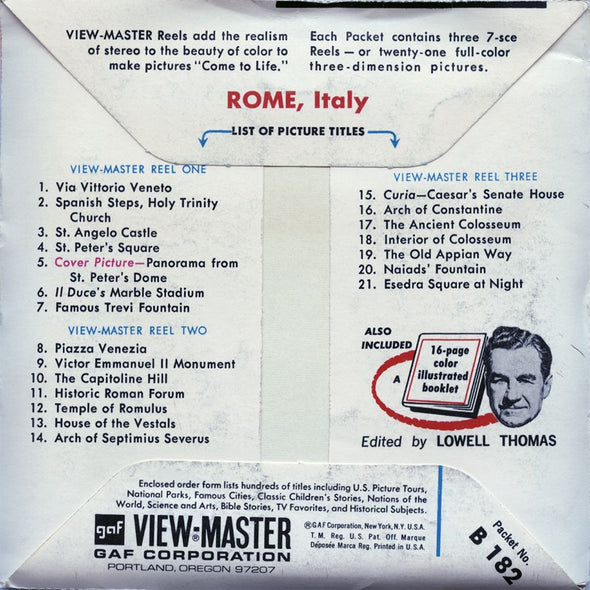 10 ANDREW - Rome - View-Master 3 Reel Economy Packet - vintage - B182-G1 Packet 3dstereo 