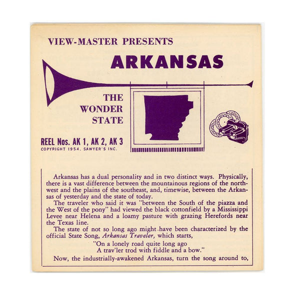 Arkansas - View-Master 3 Reel Packet - 1950s Views - Vintage - (BARG-AR-S3) Packet 3Dstereo 