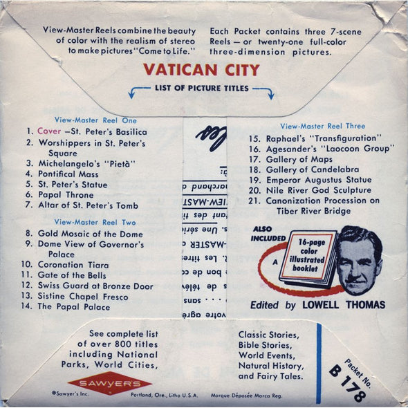 10 ANDREW - Vatican City - View-Master 3 Reel Economy Packet - vintage - B178-S6A Packet 3dstereo 