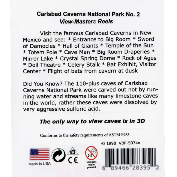 Carlsbad Caverns National Park - Set 2 - View-Master 3 Reel Set - new WKT 3dstereo 