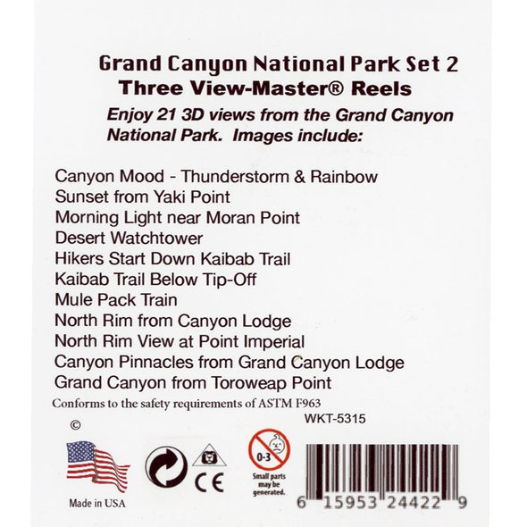 Grand Canyon National Park Set 2 - View-Master 3 Reel Set - NEW WKT 3Dstereo 