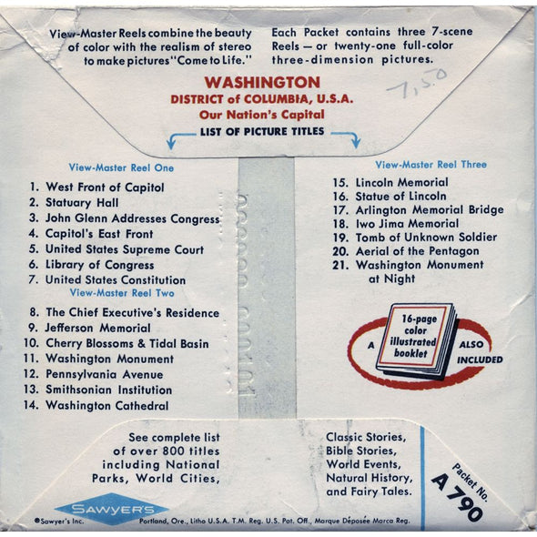 10 ANDREW - Washington D.C. - View-Master 3 Reel Economy Packet - vintage - A790-S6 Packet 3dstereo 