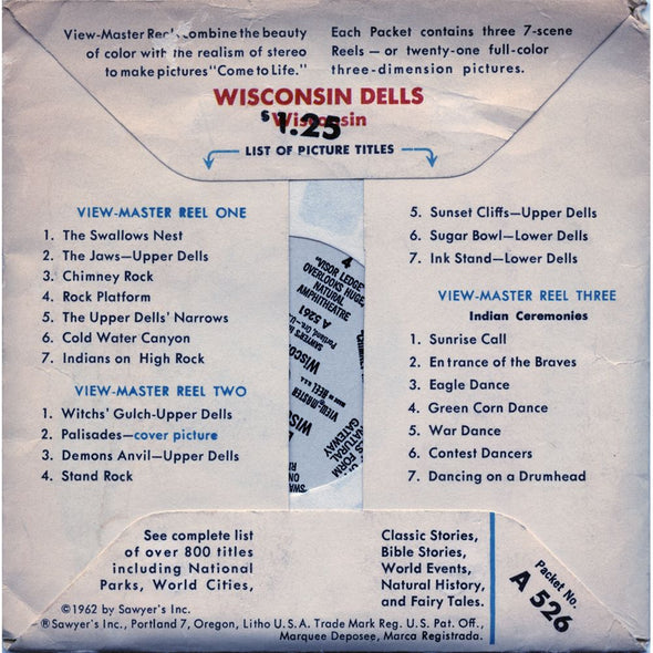 10 ANDREW - Wisconsin Dells - View-Master 3 Reel Economy Packet - vintage - A526-S5 Packet 3dstereo 