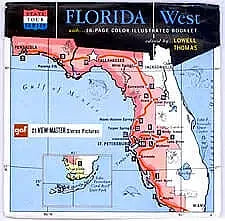 Florida - West - MAP - View-Master - Vintage - 3 Reel Packet - 1970s views - (A959-G1Amint) Packet 3Dstereo 