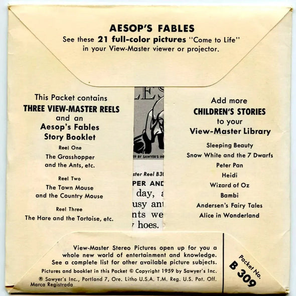 Aesop's Fables - View-Master - Vintage - 3 Reel Packet - 1960s views ( PKT-B309-S5 ) 3Dstereo 