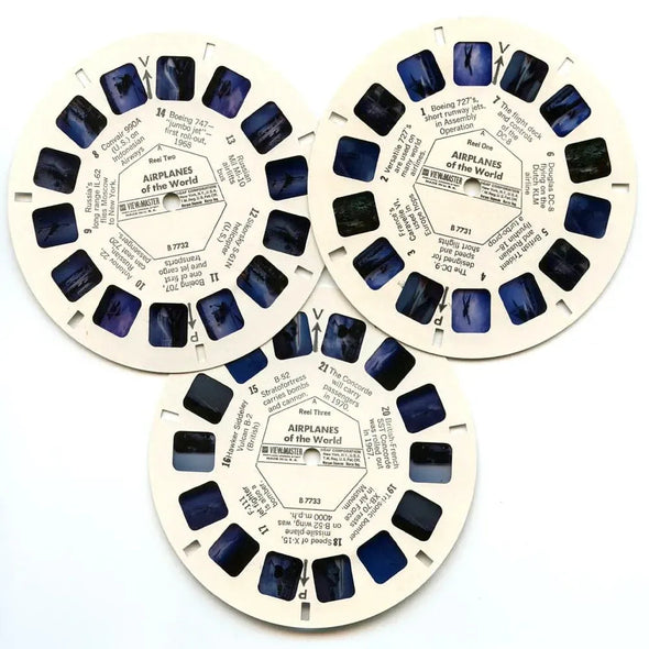 Airplanes of the World - View-Master 3 Reel Packet - 1960s Views - Vintage - (PKT-B773-G1A) Packet 3dstereo 