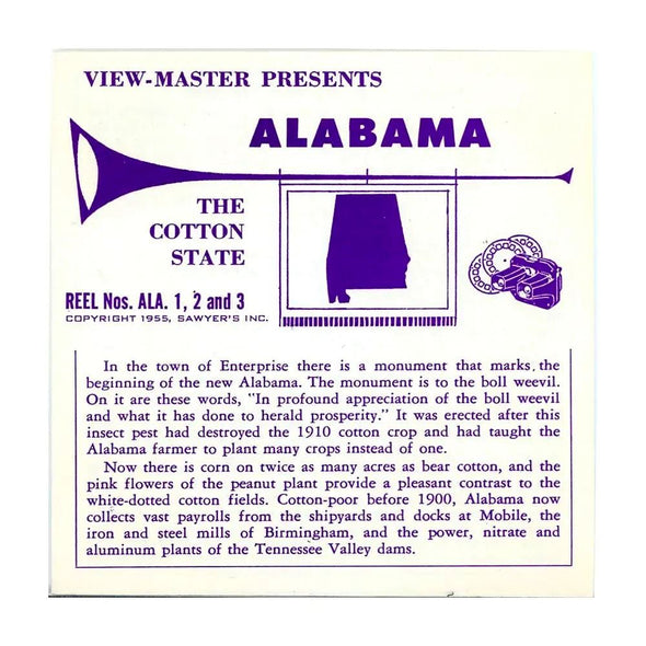 Alabama - View-Master 3 Reel Packet - vintage - ALA1,2,3-S3 Packet 3dstereo 