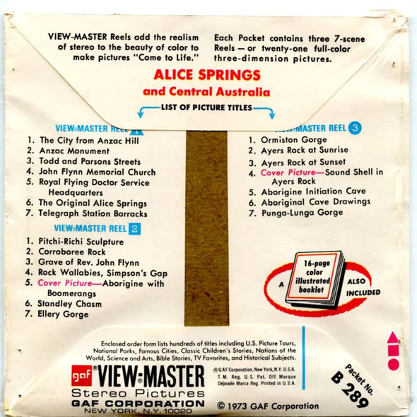 Alice Spring - View-Master - Vintage - 3 Reel Packet - 1970s views ( PKT-B289-G3Amint ) Packet 3dstereo 