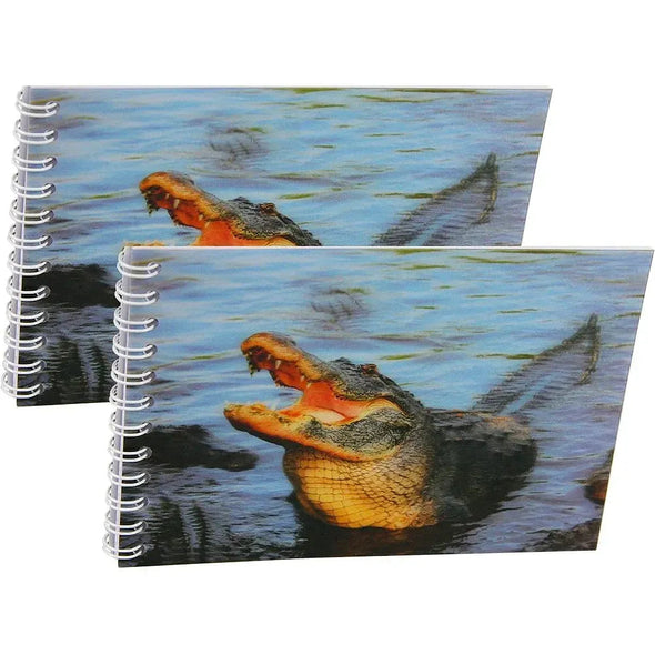 ALLIGATOR - Two (2) Notebooks with 3D Lenticular Covers - Unlined Pages - NEW