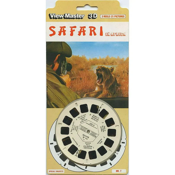 Safari - View-Master 3 Reel Set on Card - 1986 - vintage - (D-127-E) VBP 3dstereo 