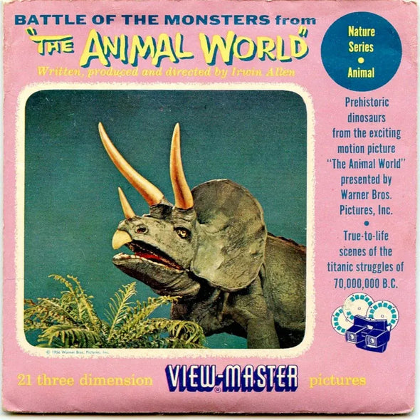 Battle of the Monsters from the Animal World - View-Master 3 Reel Packet - 1950s views - vintage - (ECO-ANI-WORL-S3) Packet 3dstereo 