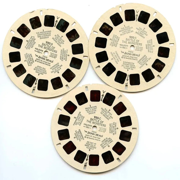 Battle of the Monsters from the Animal World - View-Master 3 Reel Packet - 1950s views - vintage - (ECO-ANI-WORL-S3)