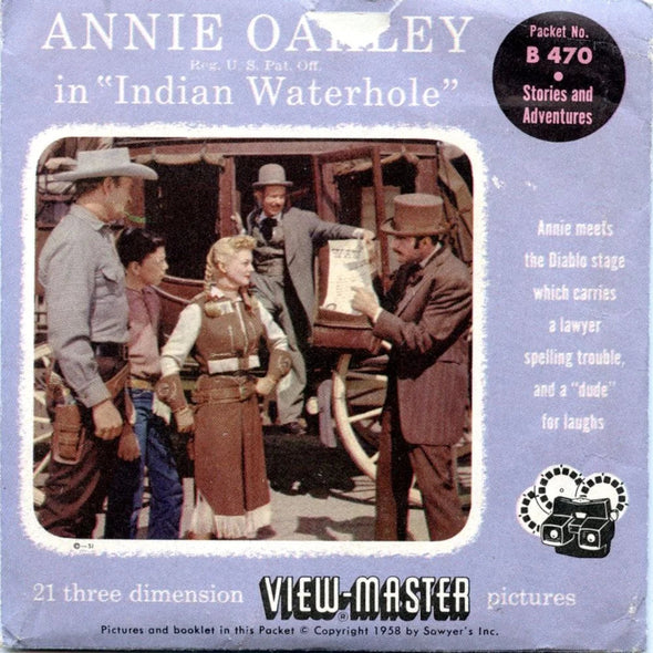 Annie Oakley - Indian Waterhole - View-Master 3 Reel Packet - 1950s - Vintage - (ECO-B470-S4) Packet 3Dstereo 