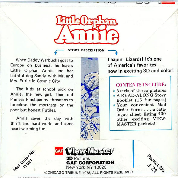 Annie - View-Master 3 Reel Packet - 1970s - Vintage - (PKT-J21-G5m) Packet 3Dstereo 