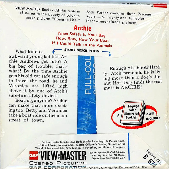 Archie - View-Master 3 Reel Packet - 1970s views - Vintage - (PKT-B574-G5Amint) Packet 3Dstereo 