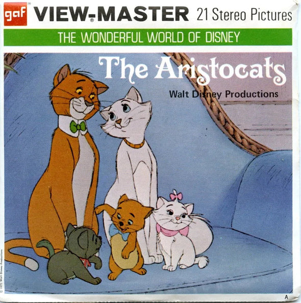 Aristocats - The Wonderful World of Disney - View-Master 3 Reel Packet - 1970s - Vintage - (PKT-B365-G3A) Packet 3Dstereo 