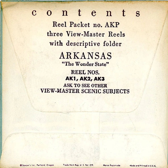 Arkansas - View-Master 3 Reel Packet - 1950s Views - Vintage - (PKT-AR-S1) Packet 3Dstereo 