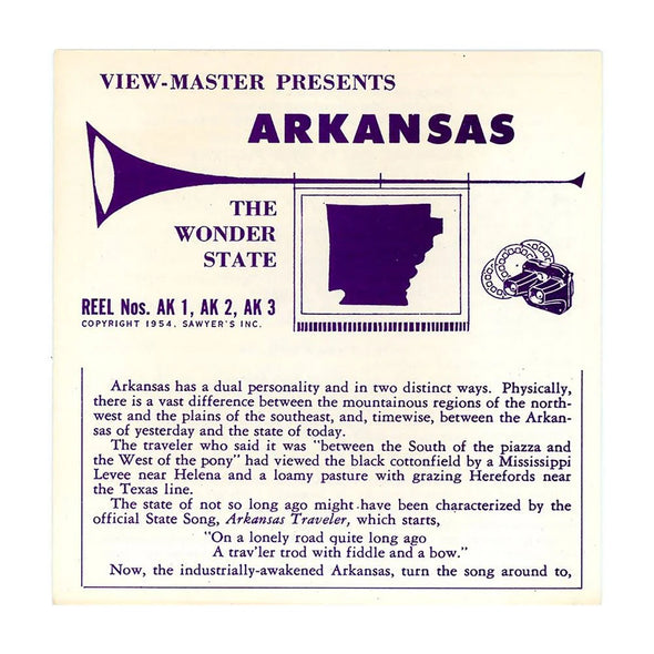 Arkansas - View-Master 3 Reel Packet - 1950s Views - Vintage - (PKT-AR-S1) Packet 3Dstereo 