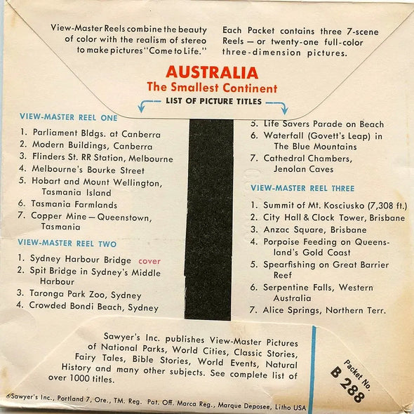 Australia - Vintage - View-Master - 3 Reel Packet - 1960s views Packet 3dstereo 
