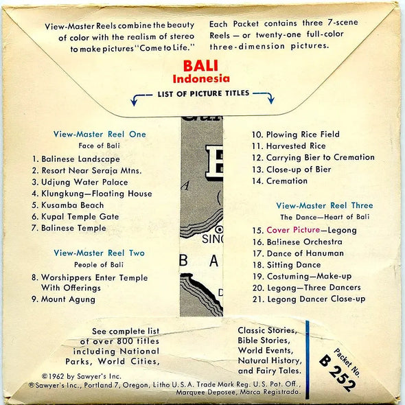 Bali, Indonesia - View-Master 3 Reel Packet - 1960s Views - Vintage - (ECO-B252-S5) 3Dstereo 