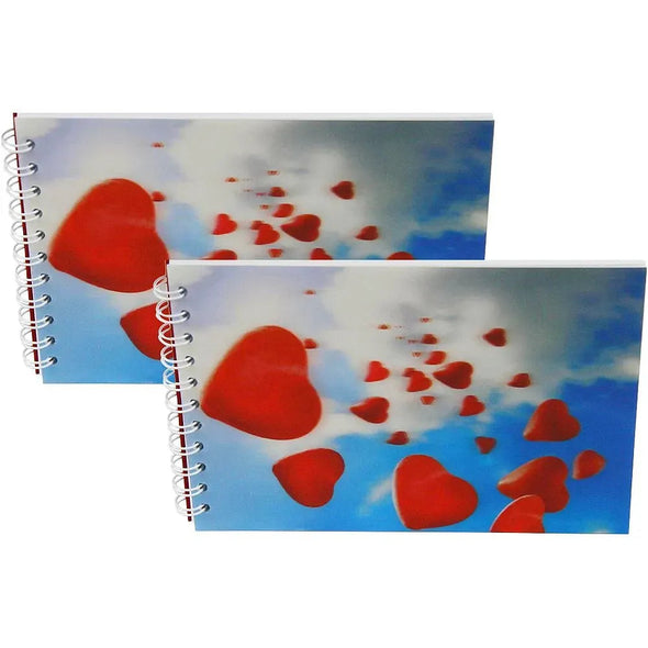 BALLOON HEARTS - Two (2) Notebooks with 3D Lenticular Covers - Graph Lined Pages - NEW Notebook 3Dstereo.com 