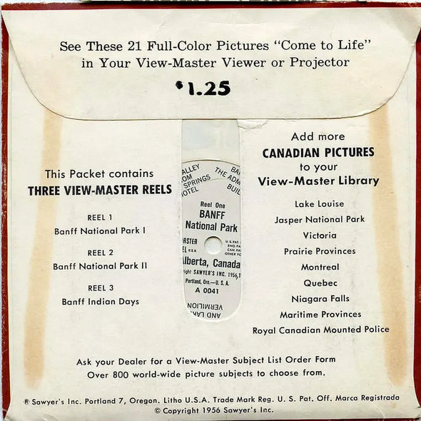 Banff Canadian Rockies - View-Master - Vintage 3 Reel Packet - 1950s views - A004 Packet 3dstereo 
