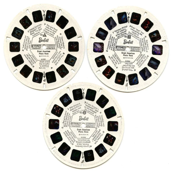 Barbie's Great American Photo Race - View-Master 3 Reel Packet - 1970s - Vintage - (BARG-B576-G3A) Packet 3dstereo 