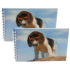 BEAGLE DOG - Two (2) Notebooks with 3D Lenticular Covers - Unlined Pages - NEW Notebook 3Dstereo.com 