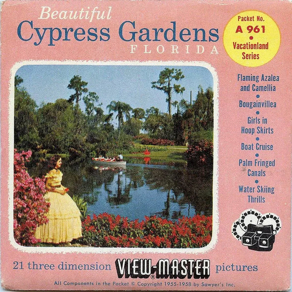 Beautiful Cypress Gardens - View-Master 3 Reel Packet 1950s views - vintage - (PKT-A961-S4) Packet 3dstereo 