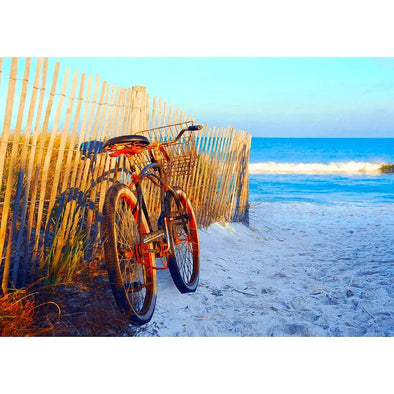 Bicycle on Beach - 3D Lenticular Postcard Greeting Card - NEW Postcard 3dstereo 