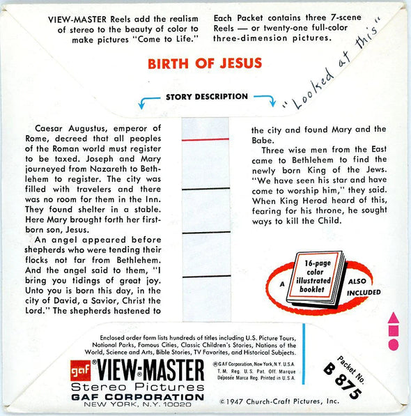 Birth of Jesus - View-Master 3 Reel Packet - 1970s - Vintage - (ECO-B875-G3A)