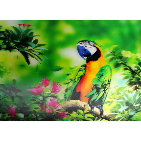 Blue Beak PARROT on tree branch - 3D Lenticular Poster - 12x16 - NEW
