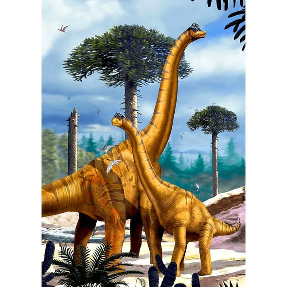 Brachiosaurus with juvenile - Dinosaur - 3D Lenticular Postcard Greeting Card - NEW Postcard 3dstereo 