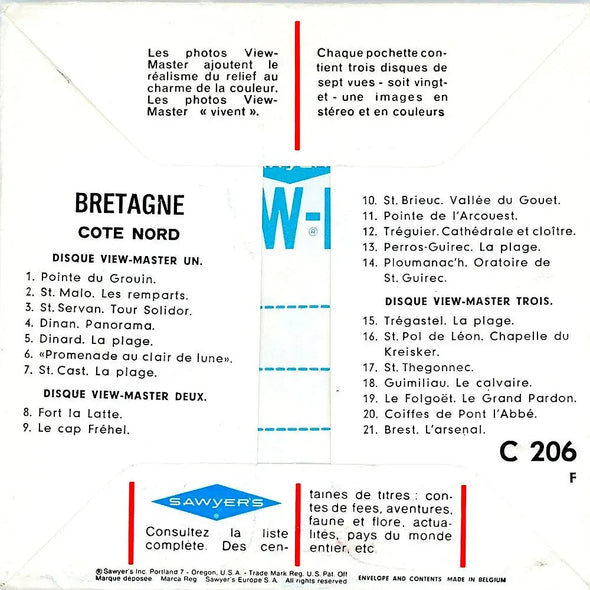 Bretagne Cote Nord - View-Master 3 Reel Packet - 1960s Views - Vintage - (PKT-C206f-S6)